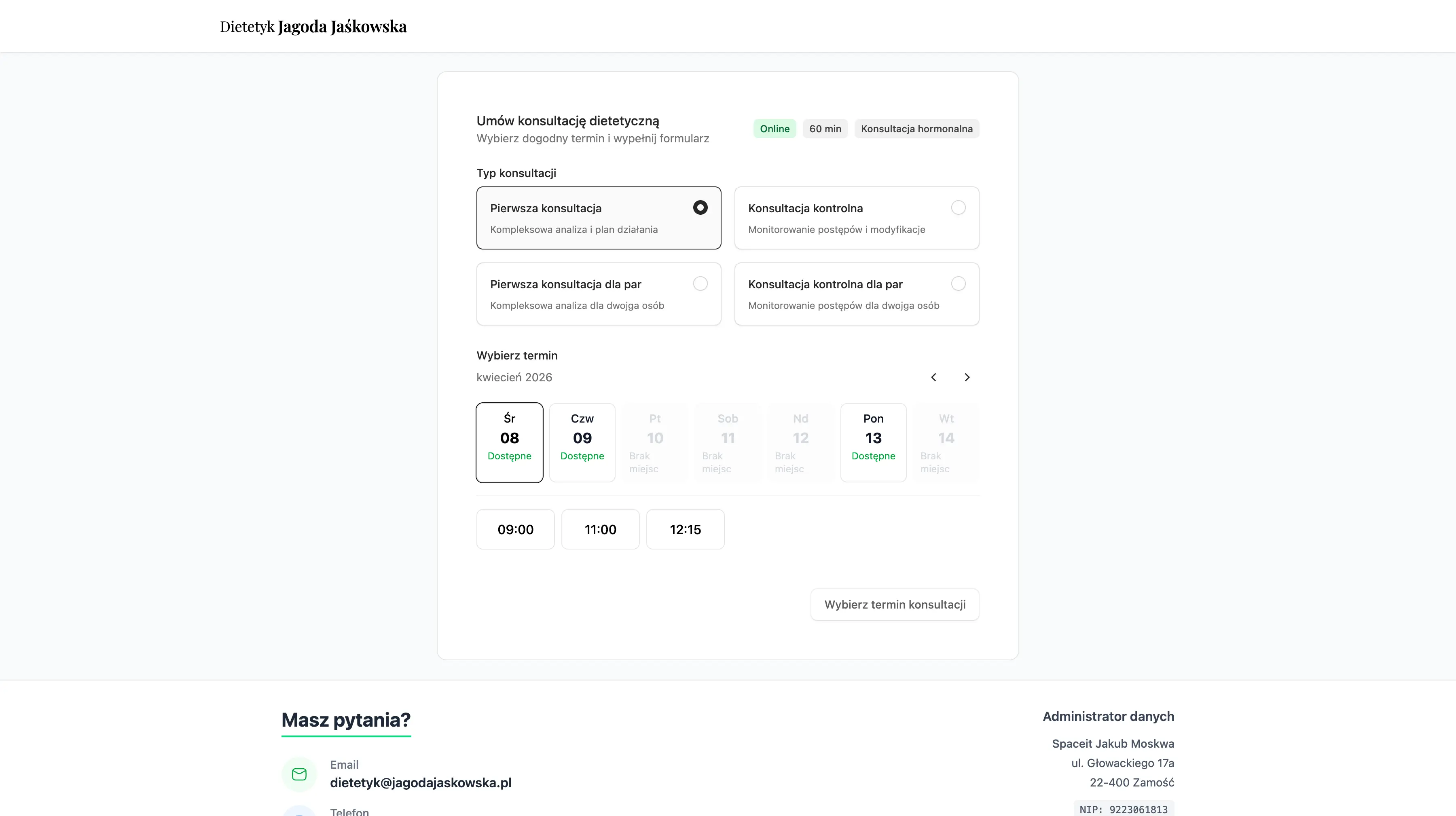 Rezerwacja konsultacji online